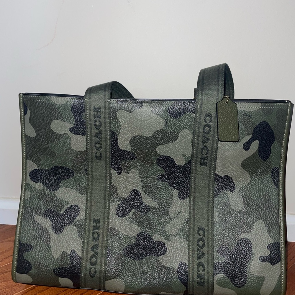 Coach Camouflage Green and Black Tote